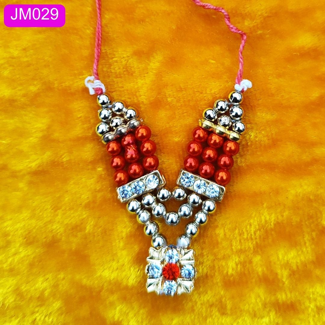 Beaded Laddu Gopal Haar with Sparkling Floral Pendant ( 2 inch ) || JM029