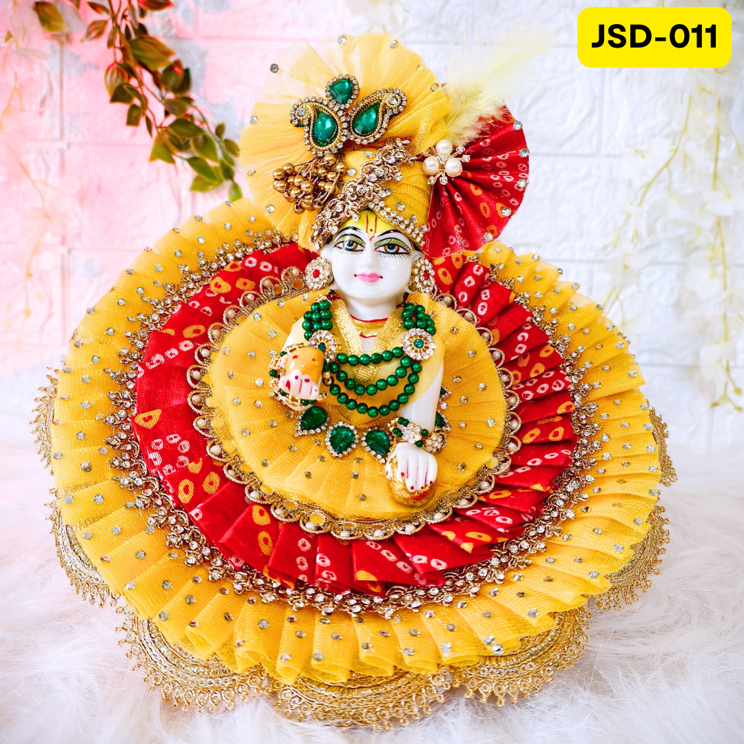 Janmashtami Special Laddu Gopal Designer Poshak in Yellow Color with Matching Pagdi | JSD011