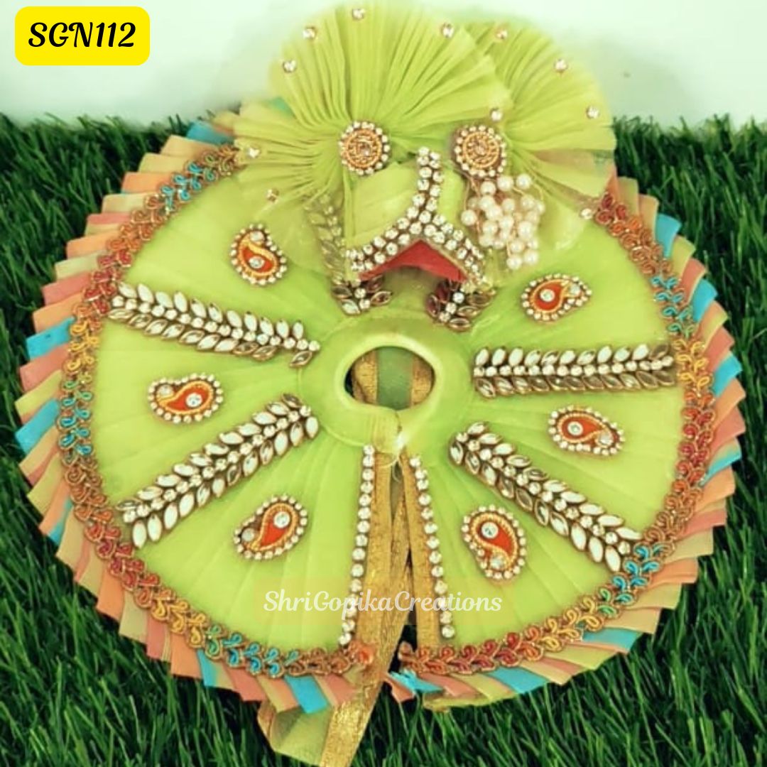 Traditional Green Laddu Gopal Dress with Kundan Stones | SGN112