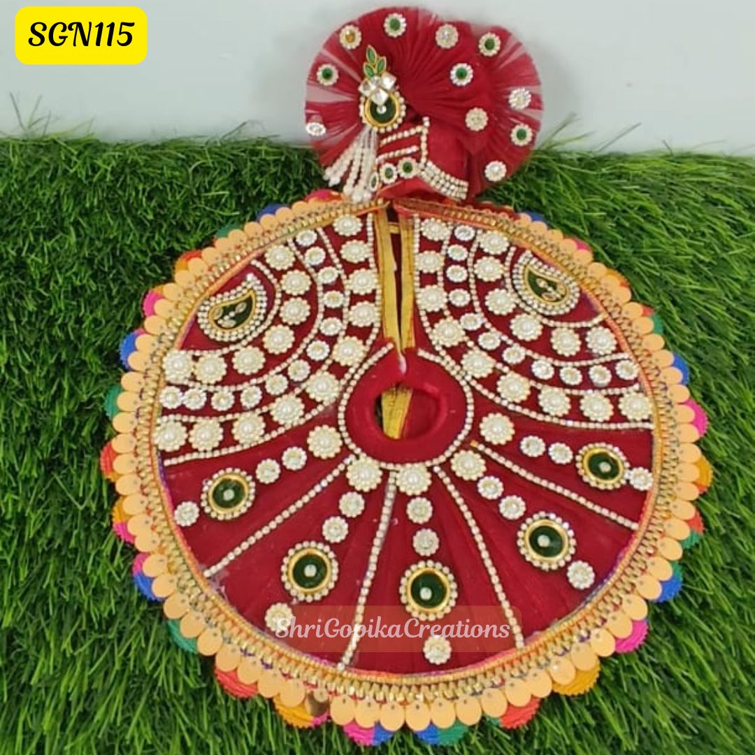Classic Red and Gold Laddu Gopal Dress with matching pagdi | SGN115