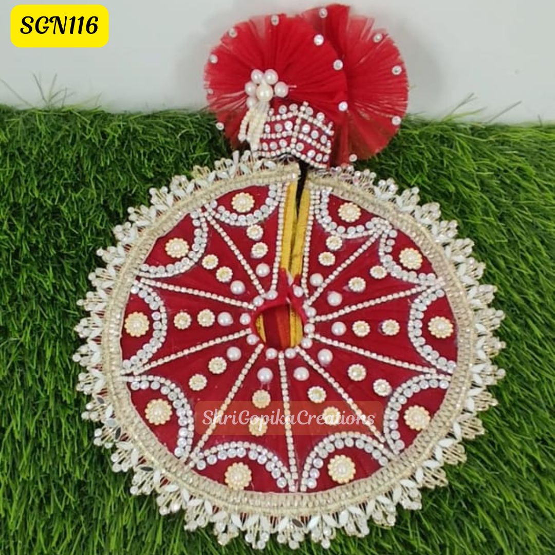 Graceful Red and Silver Laddu Gopal Dress with Pearl Borders | SGN116