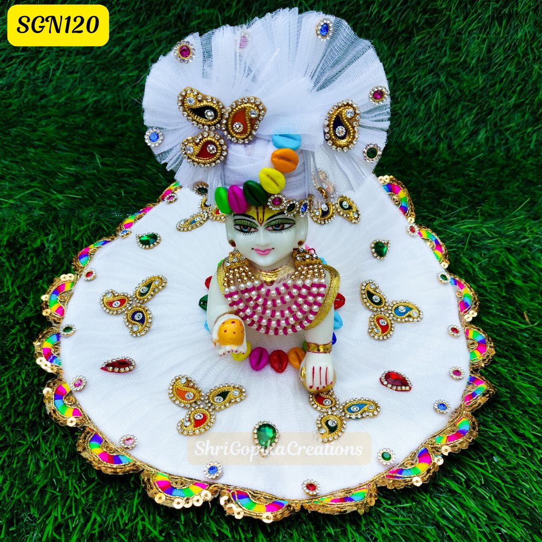 Vibrant Multicolor Laddu Gopal Poshak – Festive Holi Design | SGN120