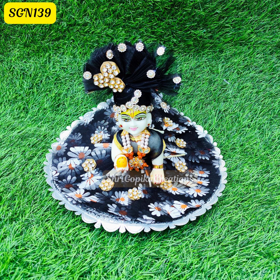 Black Floral Laddu Gopal Dress || SGN139
