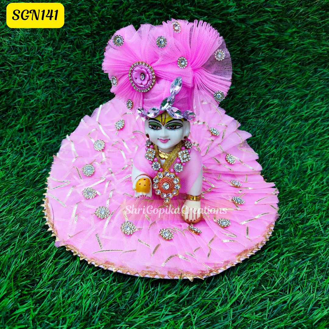 Golden Pink Laddu Gopal Dress | SGN141