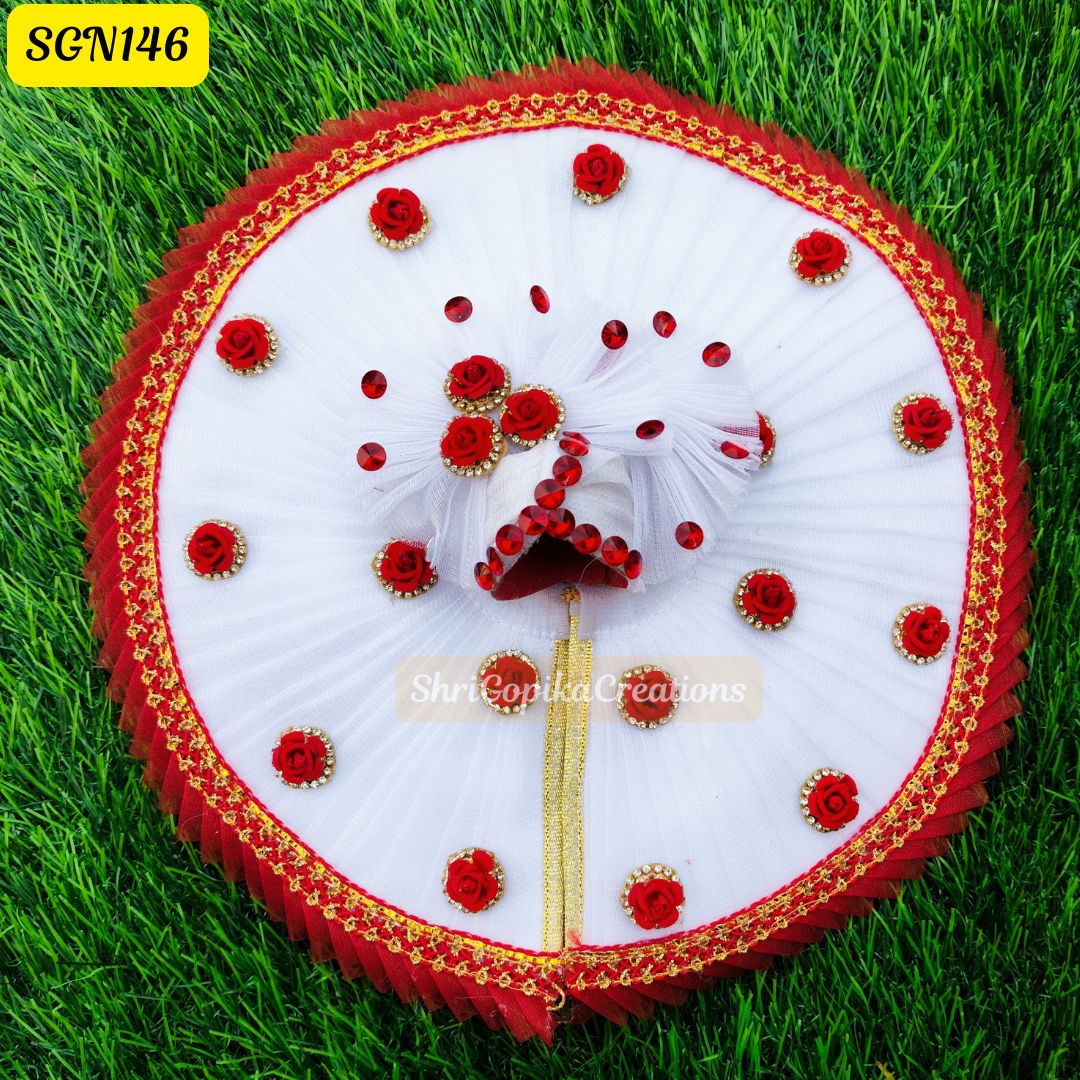 ๐ธ Elegant White & Red Laddu Gopal ji Dress - SGN146 ๐ธ
