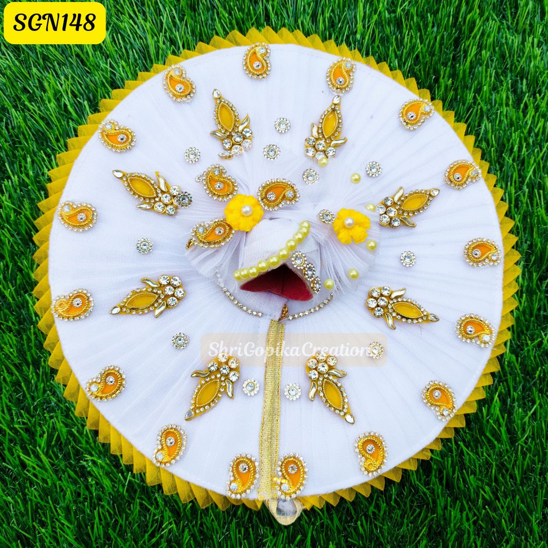 ๐ผ Divine White & Yellow Laddu Gopal Dress - SGN148 ๐ผ