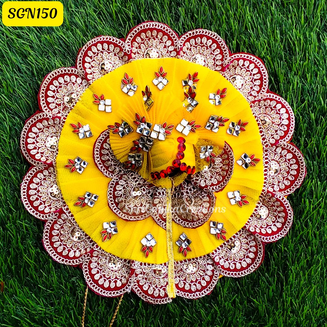π Royal Yellow & Maroon Laddu Gopal Dress - SGN150 π