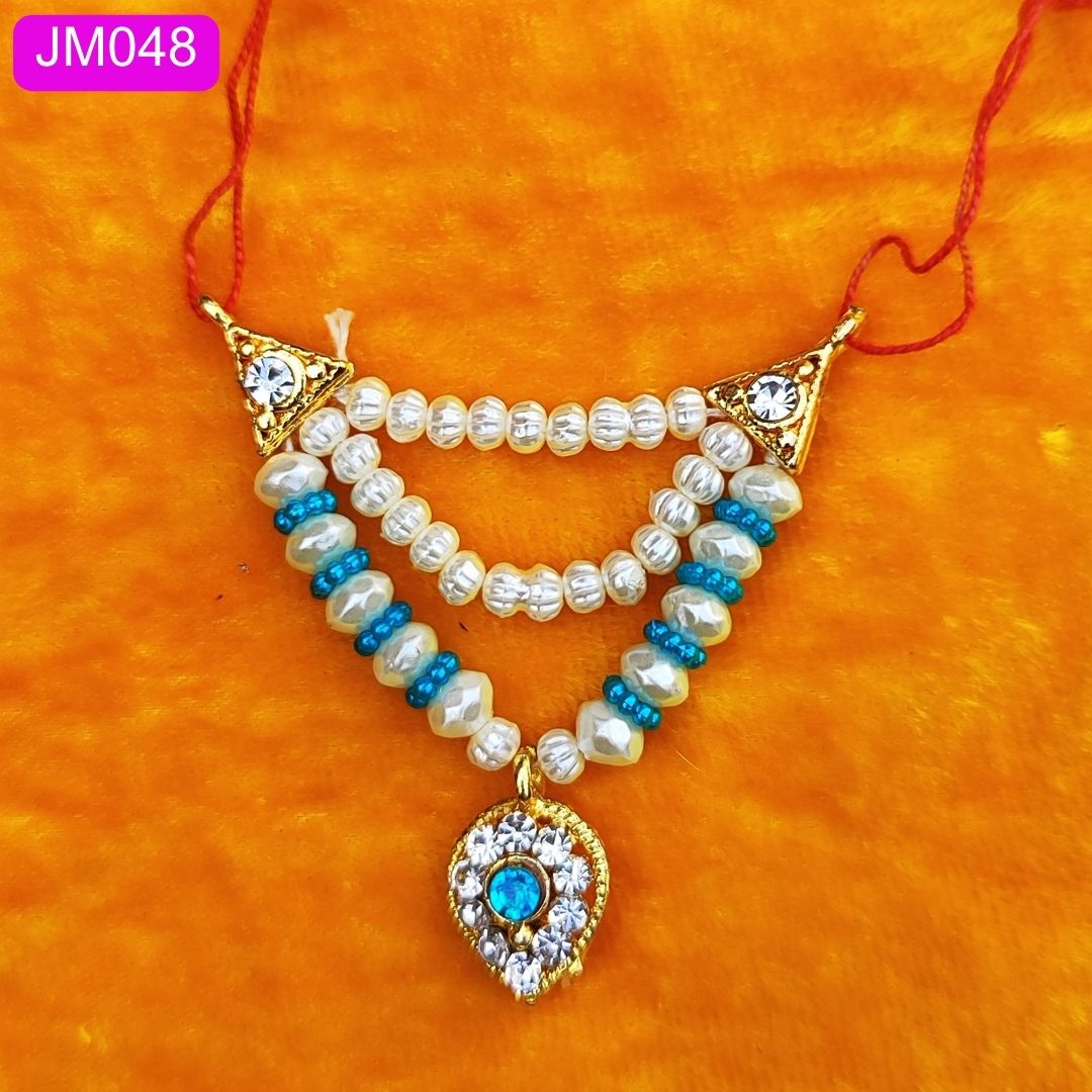 multilayered beaded haar for laddu gopal green