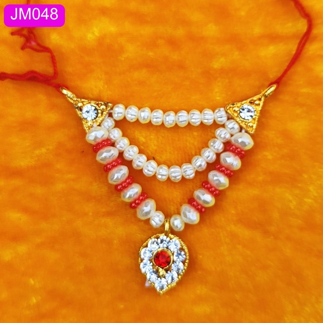 multilayered beaded haar for laddu gopal pink