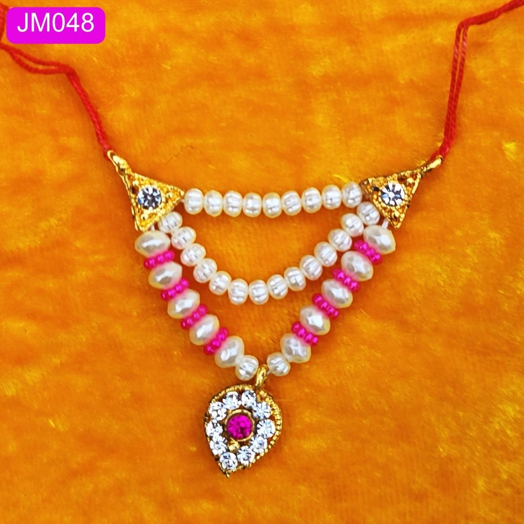 multilayered beaded haar for laddu gopal pink