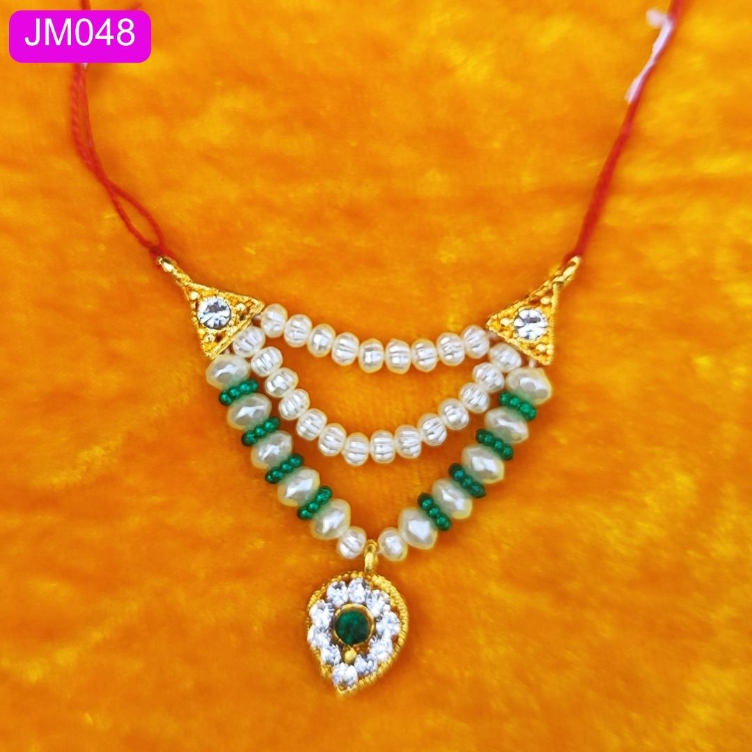 multilayered beaded haar for laddu gopal green
