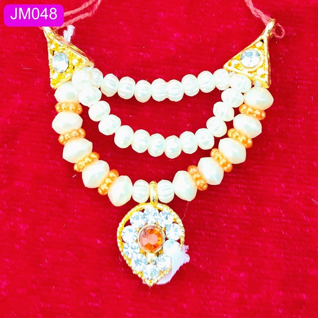 multilayered beaded haar for laddu gopal yellow