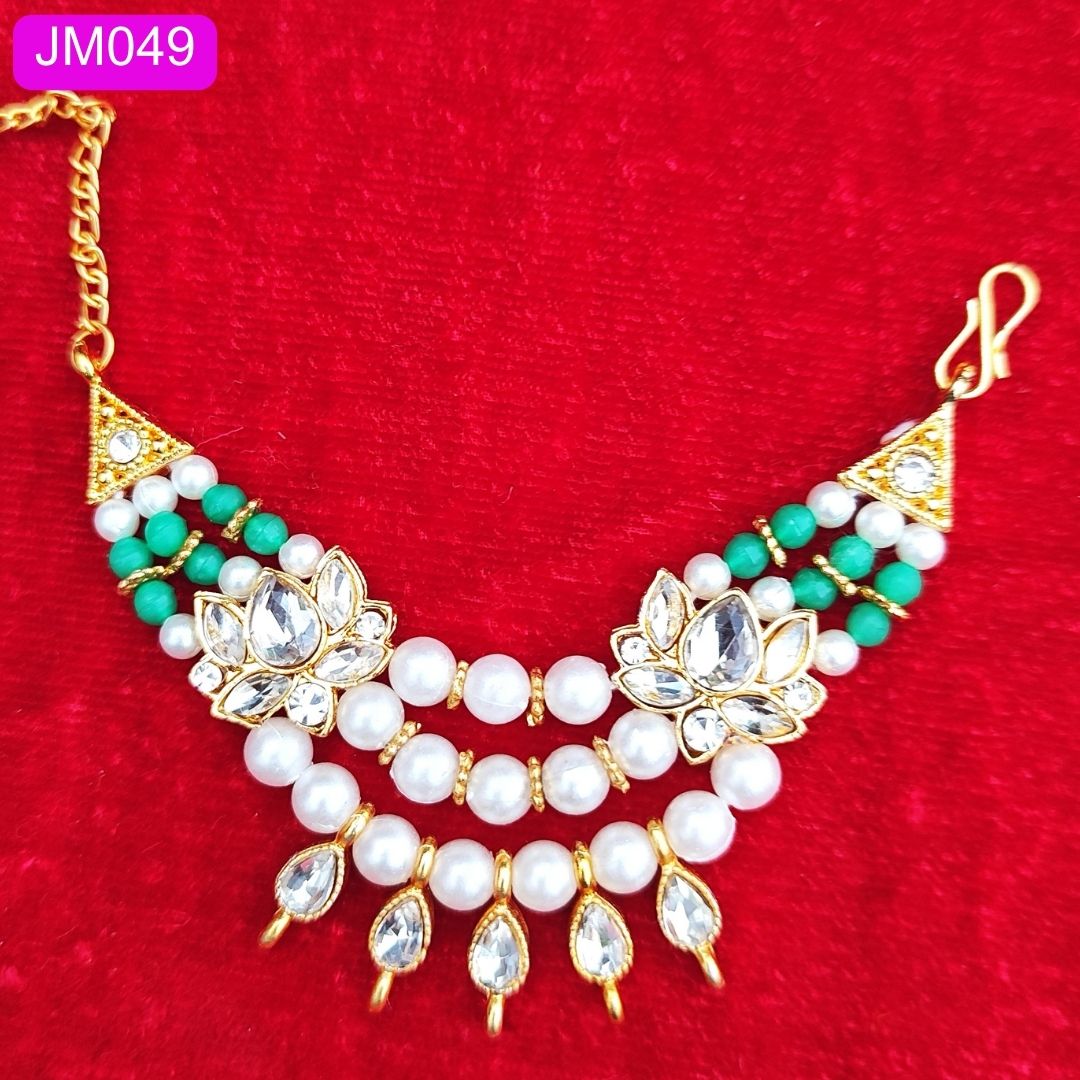multilayered beaded haar for laddu gopal green with pendant