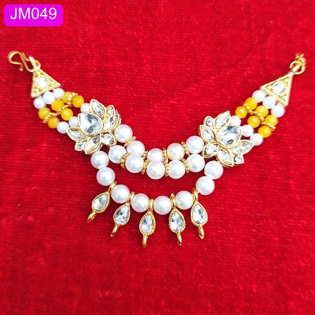 multilayered beaded haar for laddu gopal yellow with pendant