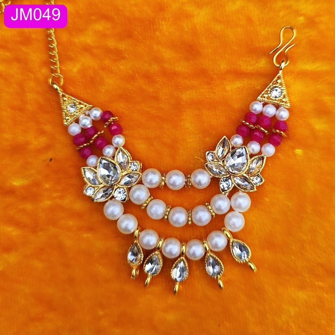 multilayered beaded haar for laddu gopal red with pendant
