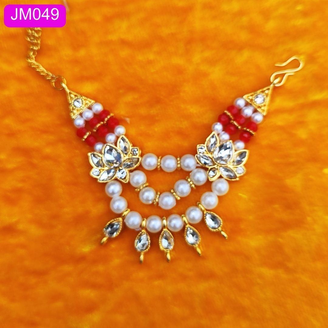 multilayered beaded haar for laddu gopal red with pendant