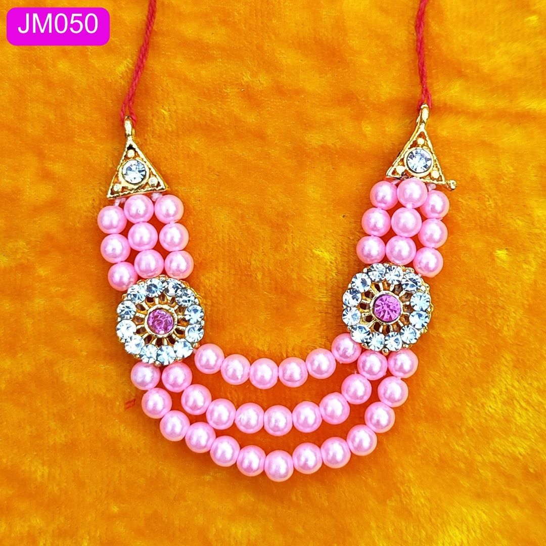 multilayered beaded haar for laddu gopal light pink