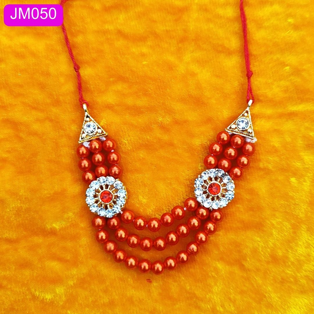 multilayered beaded haar for laddu gopal pink