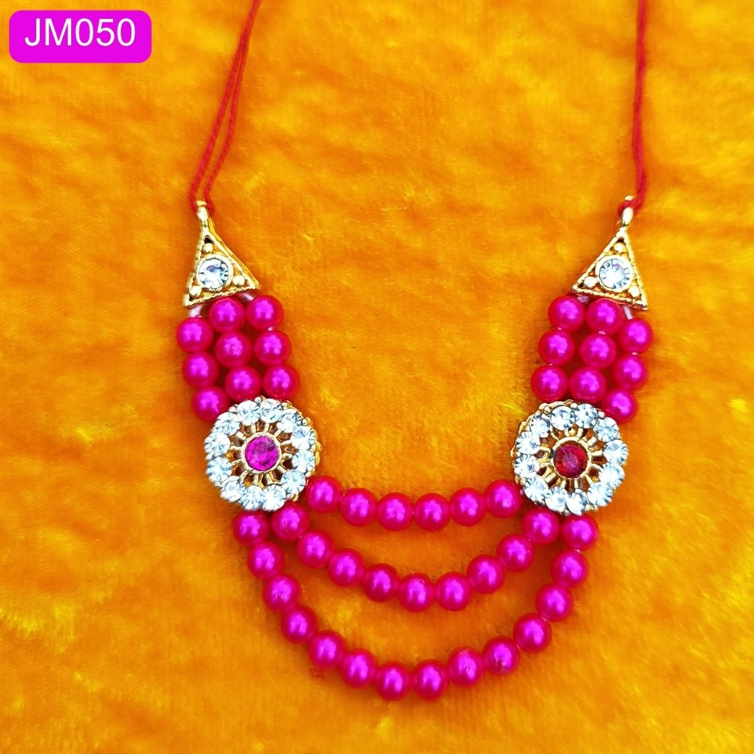 multilayered beaded haar for laddu gopal pink