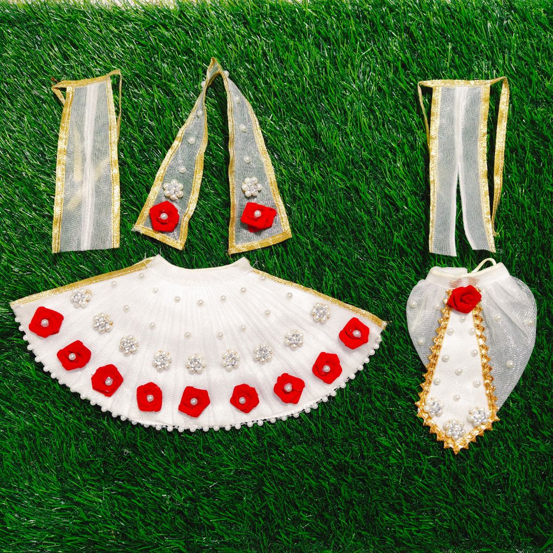 White Net Radha Krishna Outfit with matching Chunni | SGRK005
