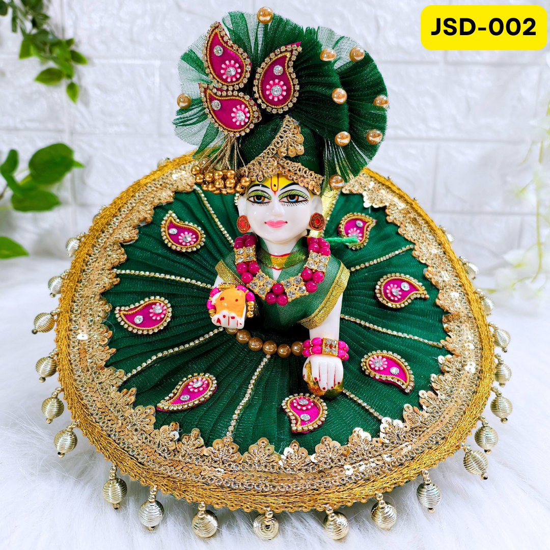 Janmashtami special bottle green heavy poshak with Matching Pagdi | JSD-002