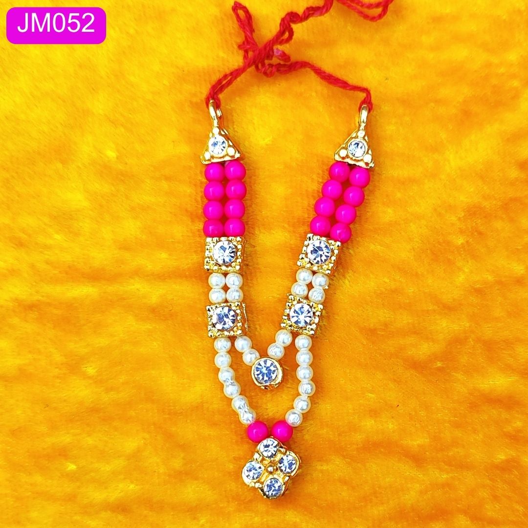 Laddu gopal haar with stone pendent pink
