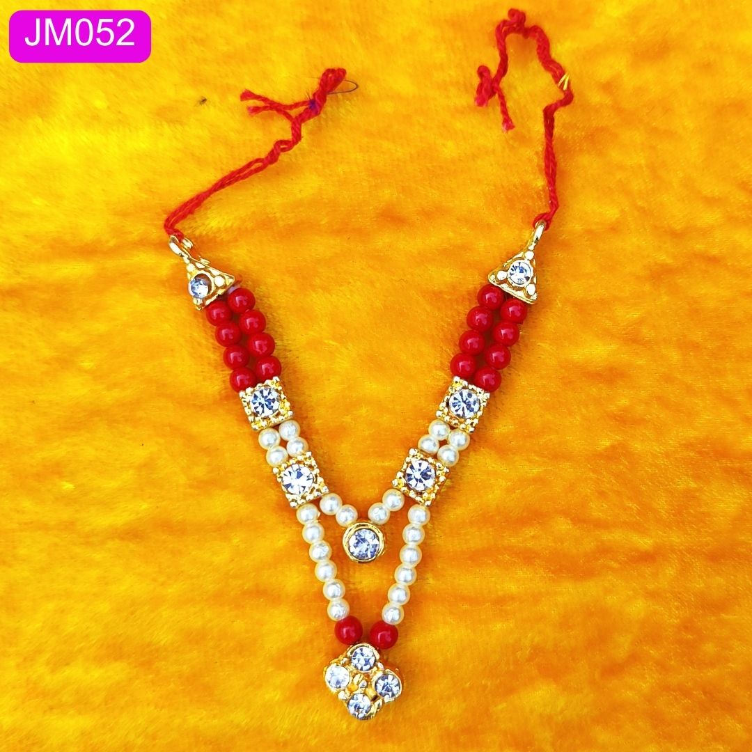 Laddu gopal haar with stone pendent red