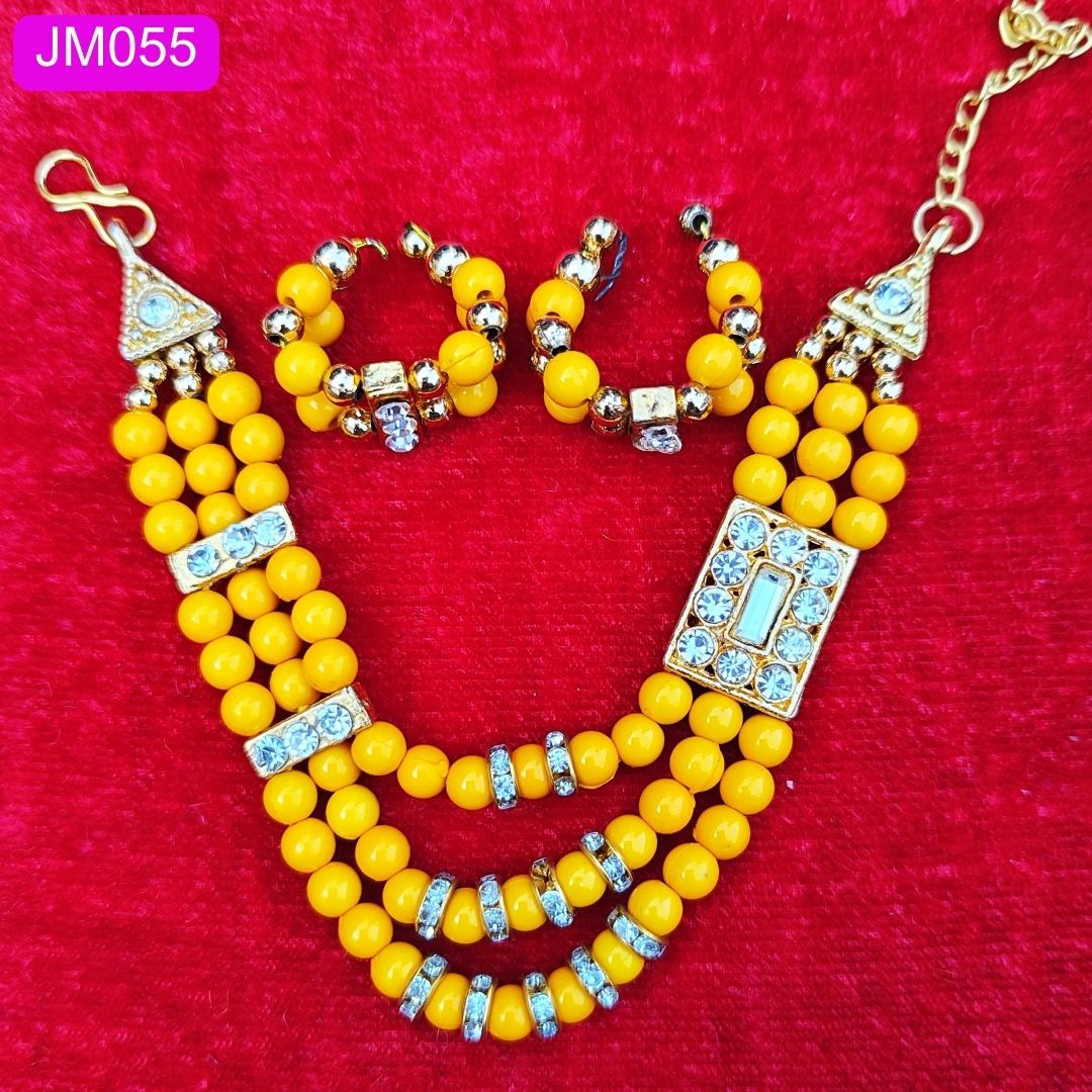 Beautiful Green beaded triple layer Laddu Gopal Haar with Kangan ( 3 inch )|| JM055