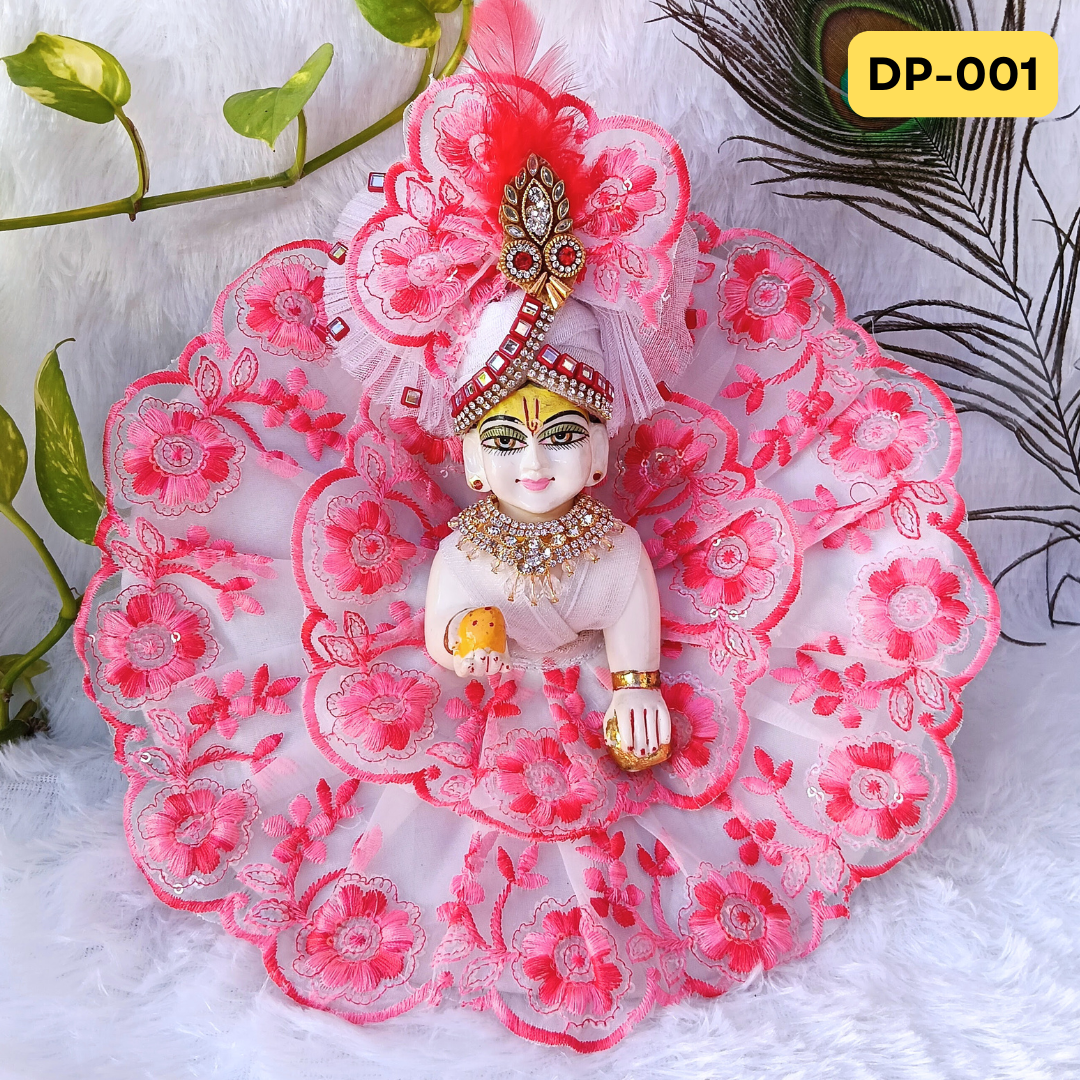 Pink Designer Laddu Gopal Poshak With Matching Pagdi | DP001