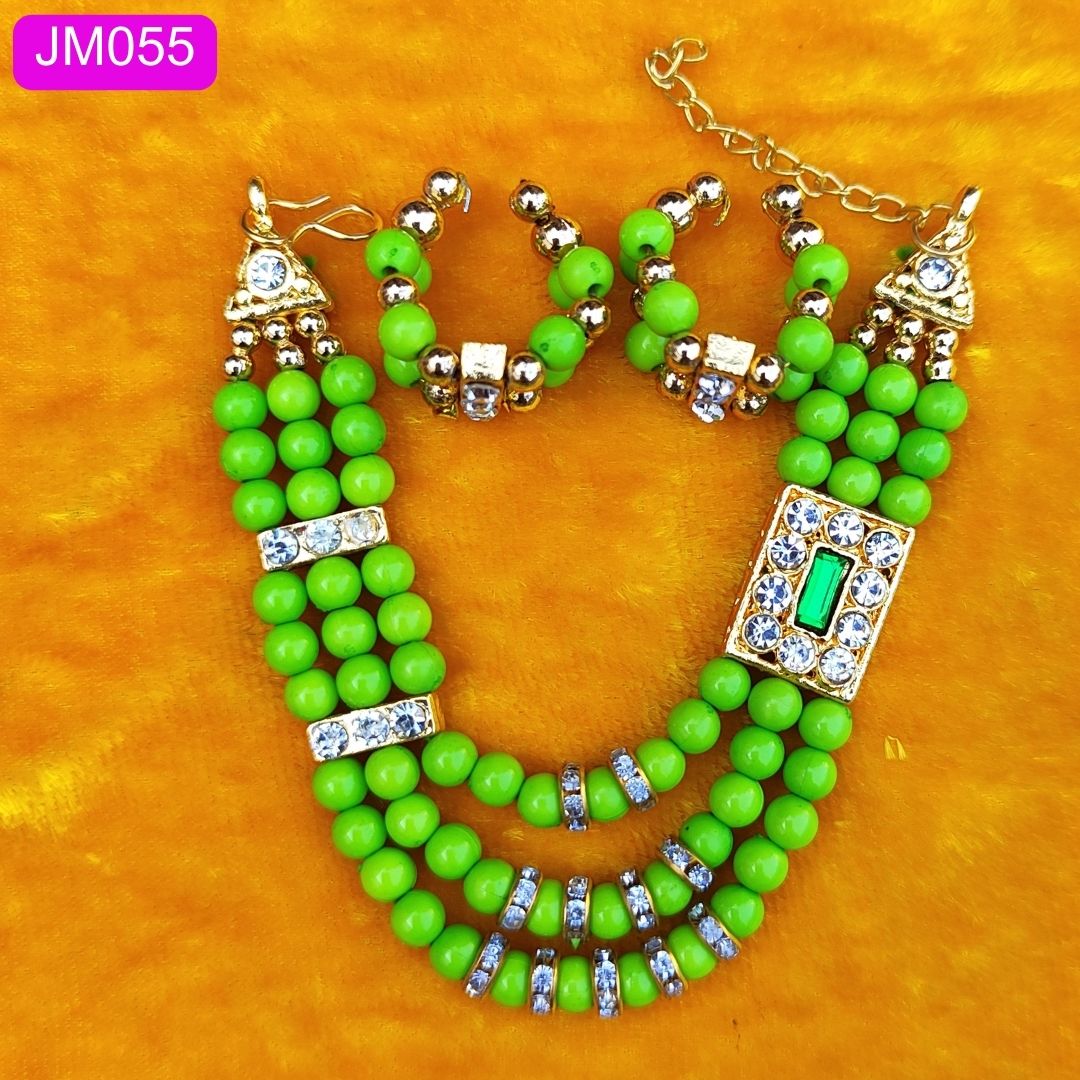 Beautiful Green beaded triple layer Laddu Gopal Haar with Kangan ( 3 inch )|| JM055