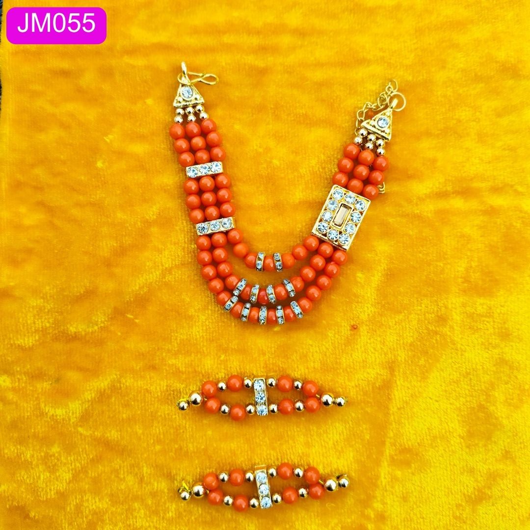 Beautiful Green beaded triple layer Laddu Gopal Haar with Kangan ( 3 inch )|| JM055