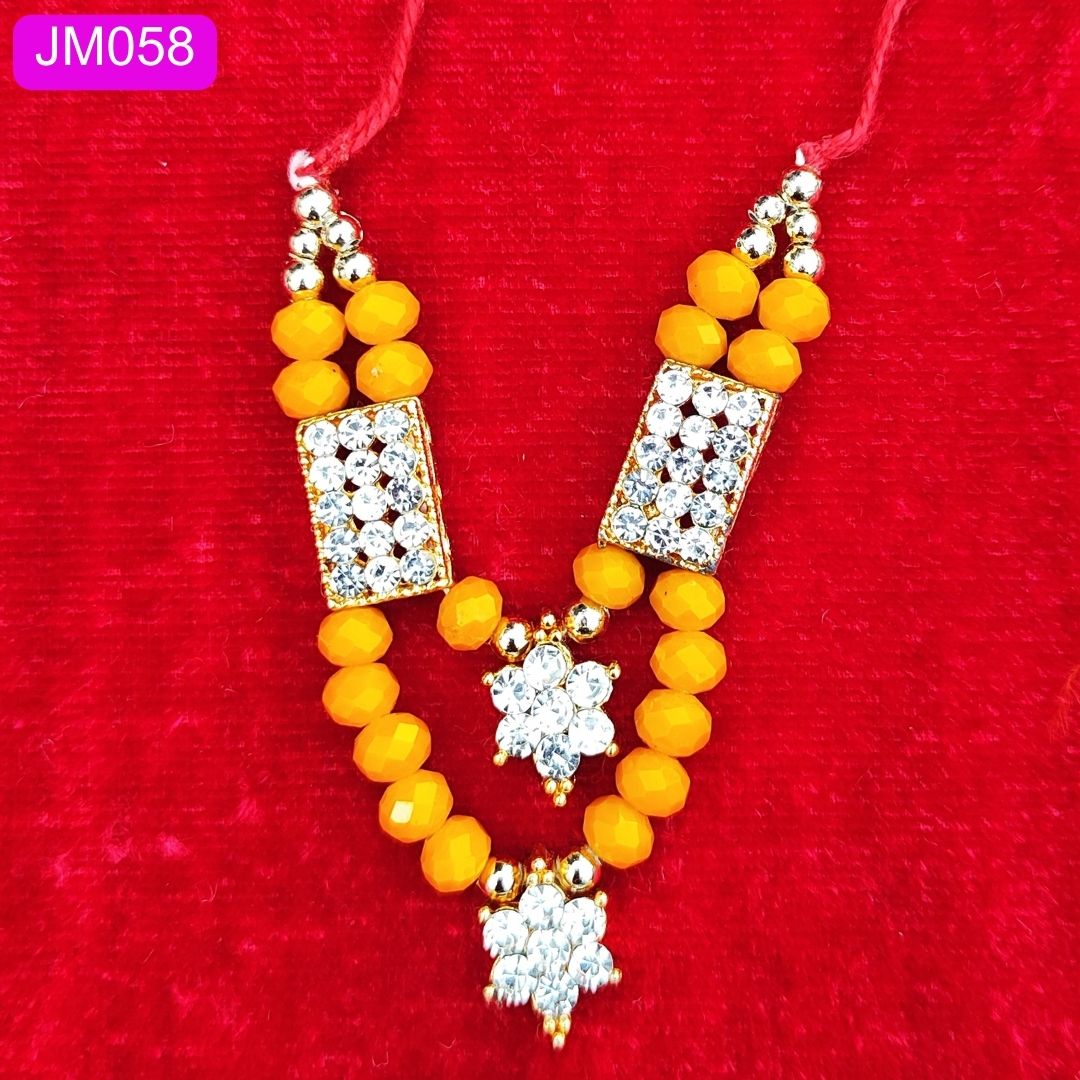 Laddu Gopal beaded Necklace with Gold and Crystal pendant ( 3 inch ) || JM058