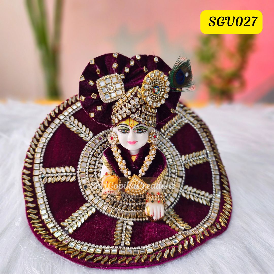 Heavy Kundan Work Laddu Gopal Poshak with matching pagdi || SGV027