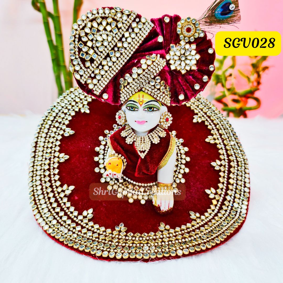 Heavy Kundan Work Laddu Gopal Poshak with matching pagdi || SGV028