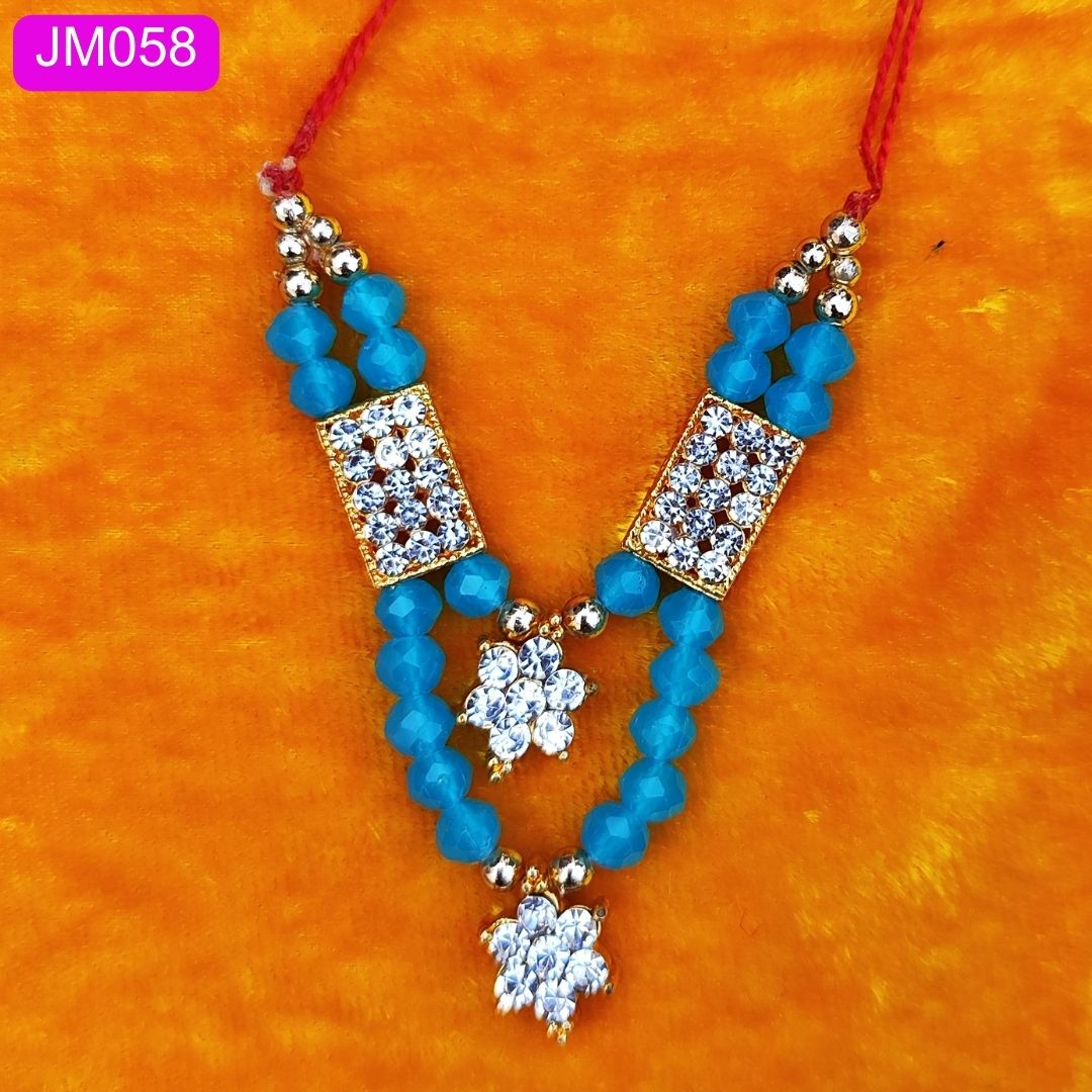Laddu Gopal beaded Necklace with Gold and Crystal pendant ( 3 inch ) || JM058