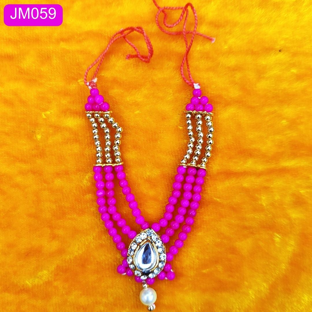 Beaded Laddu Gopal Haar with Sparkling Pendant ( 3 inch ) || JM059