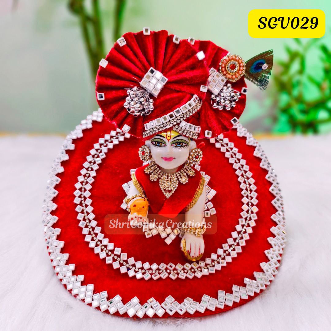 Heavy Kundan Work Laddu Gopal Poshak with matching pagdi || SGV029