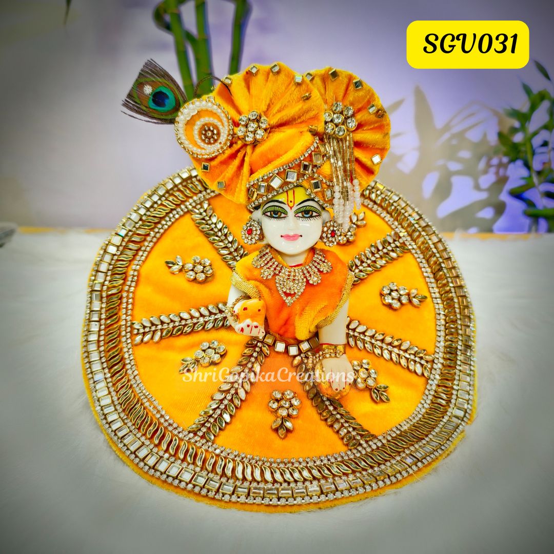 Heavy Kundan Work Laddu Gopal Poshak with matching pagdi || SGV031