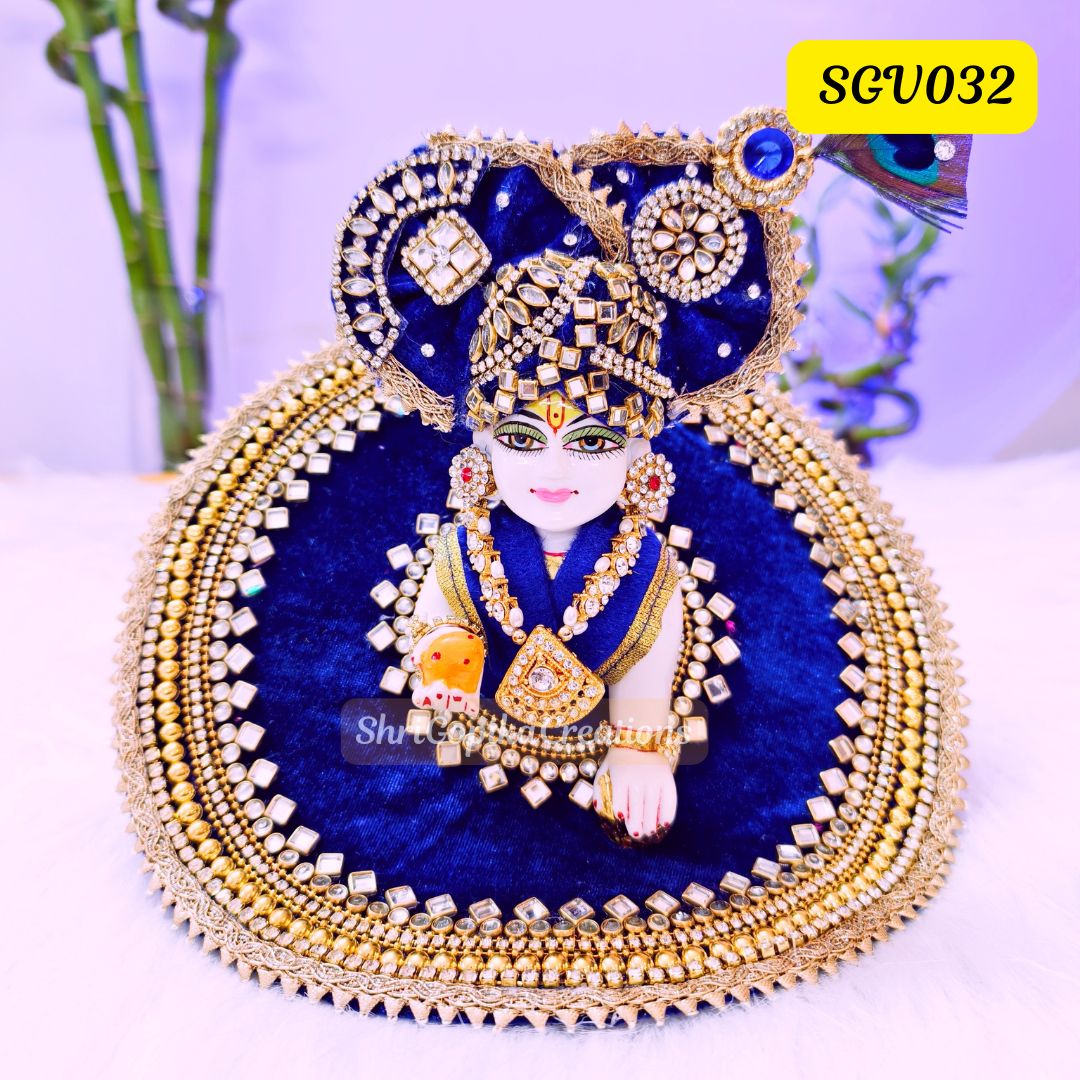Heavy Kundan Work Laddu Gopal Poshak with matching pagdi || SGV032