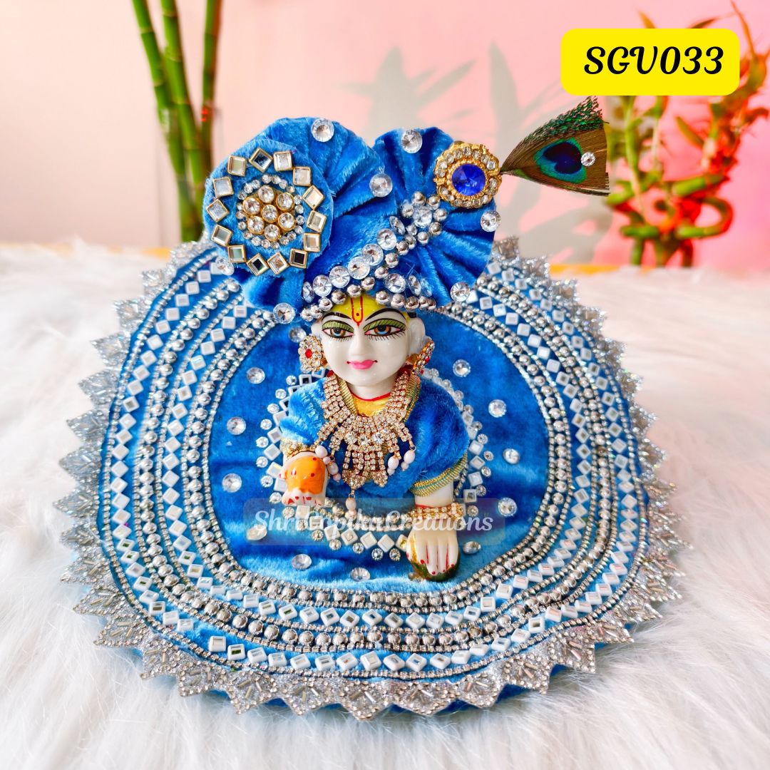 Heavy Kundan Work Laddu Gopal Poshak with matching pagdi || SGV033