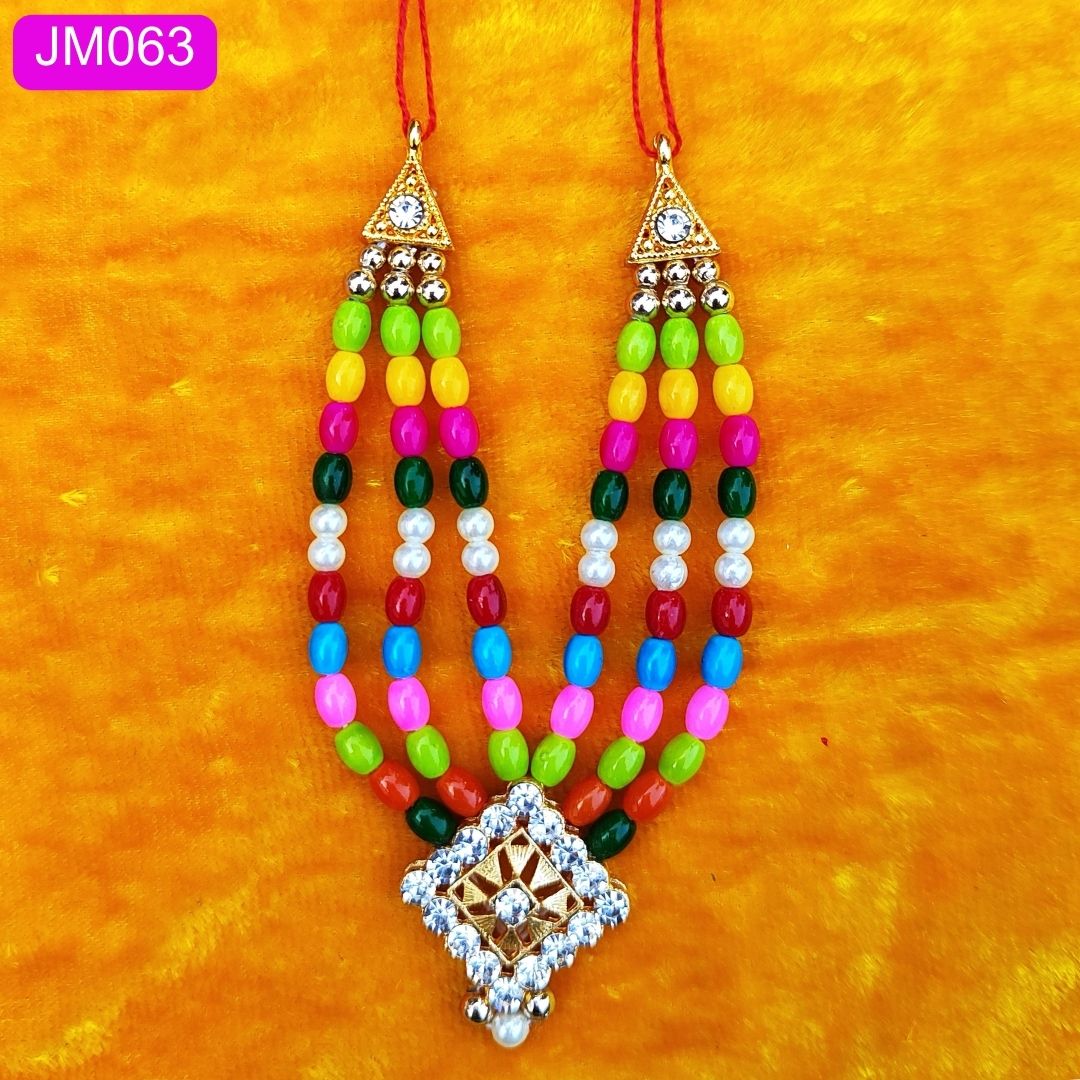 Multicolor beaded triple layer Laddu Gopal Haar ( 3.5 inch) || JM063
