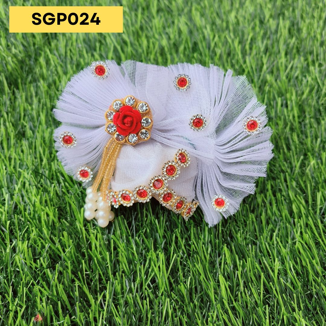 White Red Pagdi for Laddu Gopal | SGP024