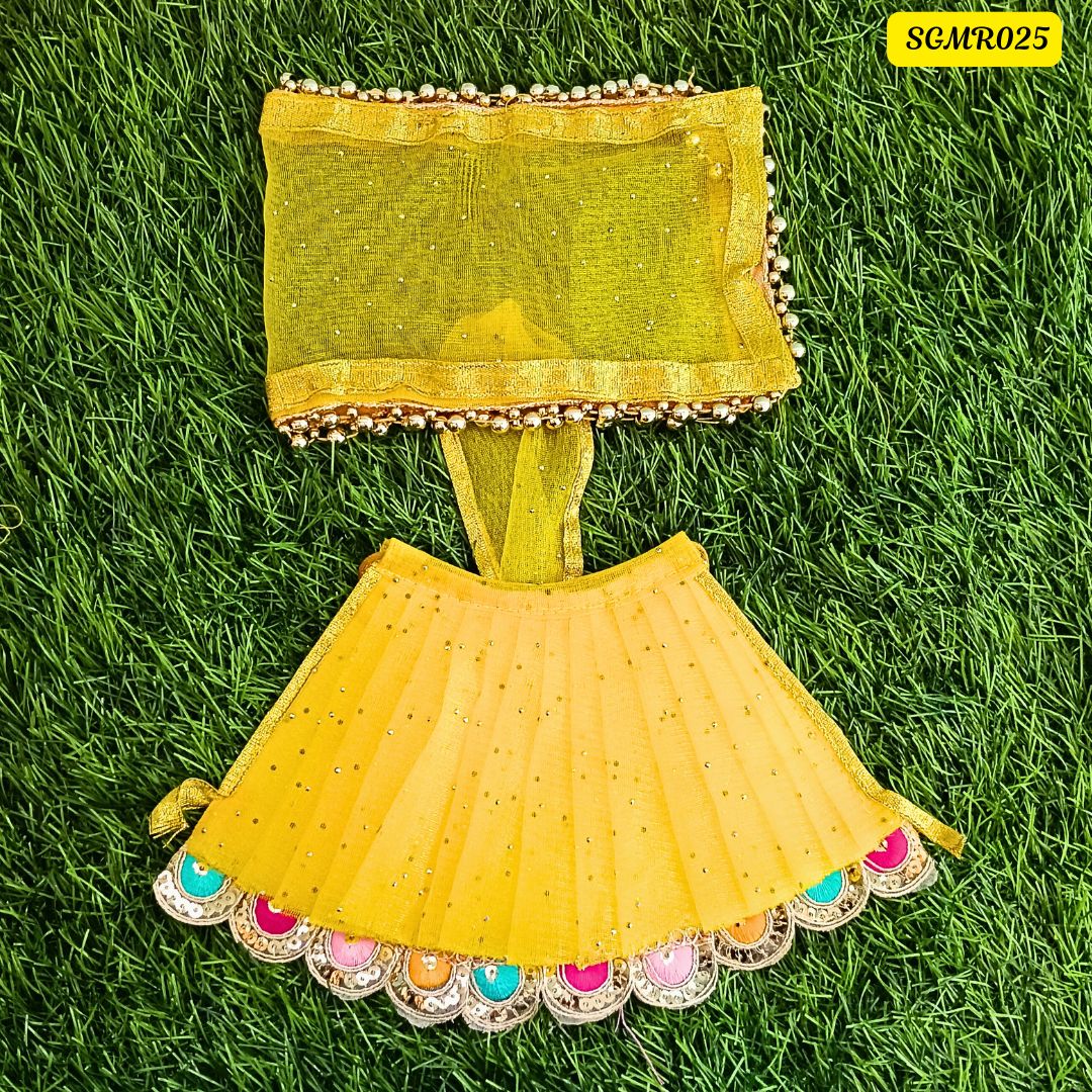 Laddu Yellow Traditional Mata Rani Outfit with Stone & Sequin Embellishments || SGMR025