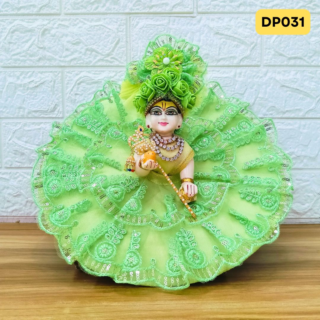 Fancy Pista Green Laddu Gopal Dress with Matching Pagdi | DP031