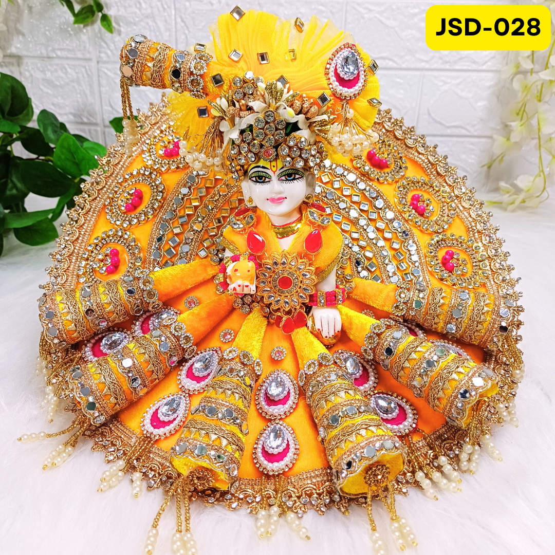 Janmashtami Special Heavily decorated Laddu Gopal Poshak in Yellow with Matching Pagdi | JSD028