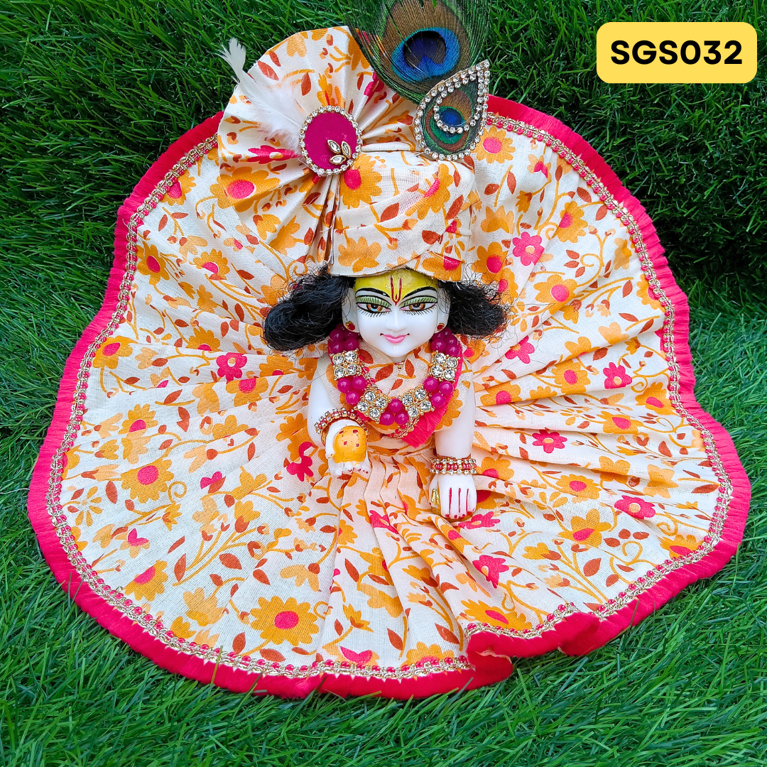 ๐ฟ Printed pure cotton Laddu Gopal Dress with matching Pagdi โ SGS032๐ฟ