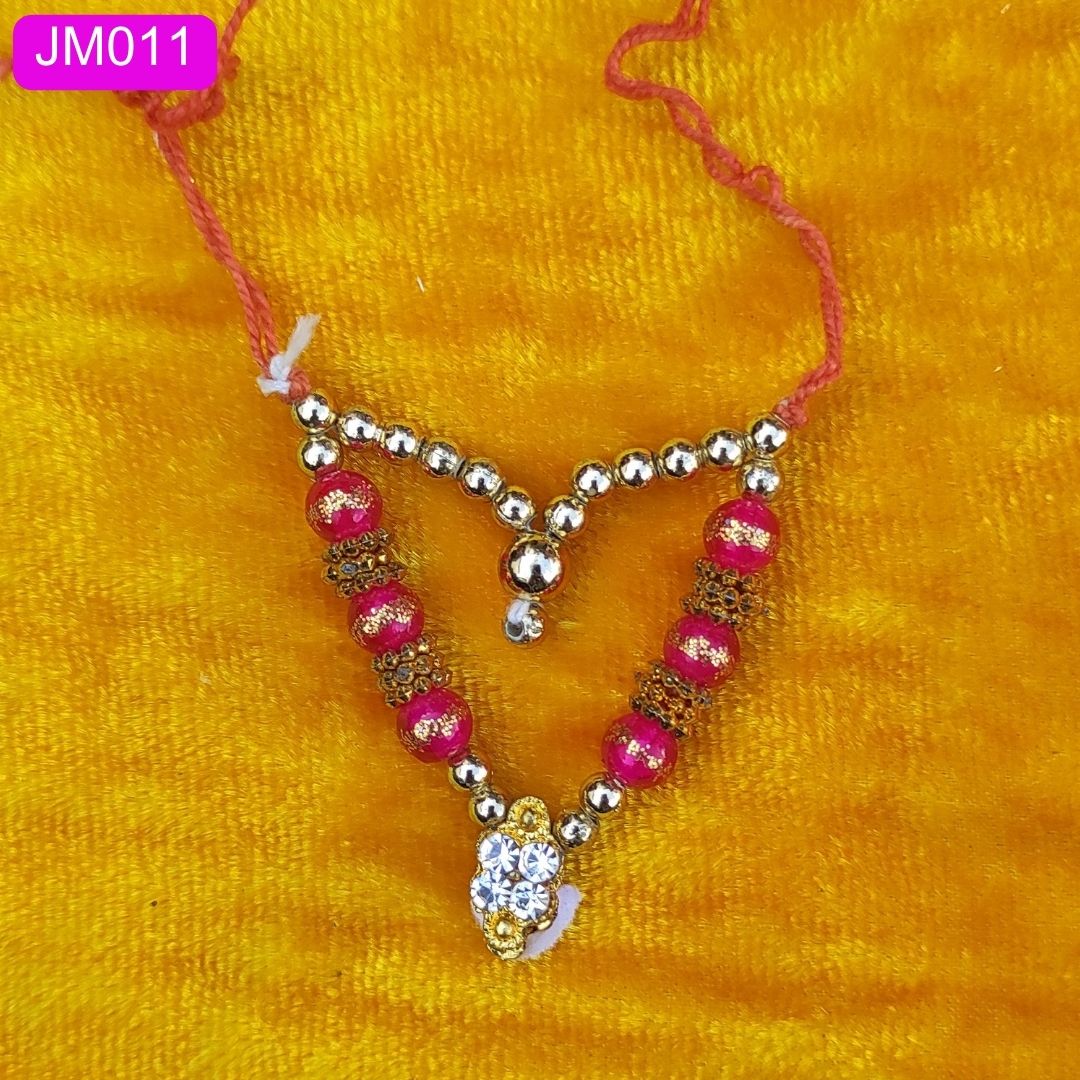 Elegant Red & Gold Laddu Gopal Mala Crystal pendant ( 2 Inch ) || JM011