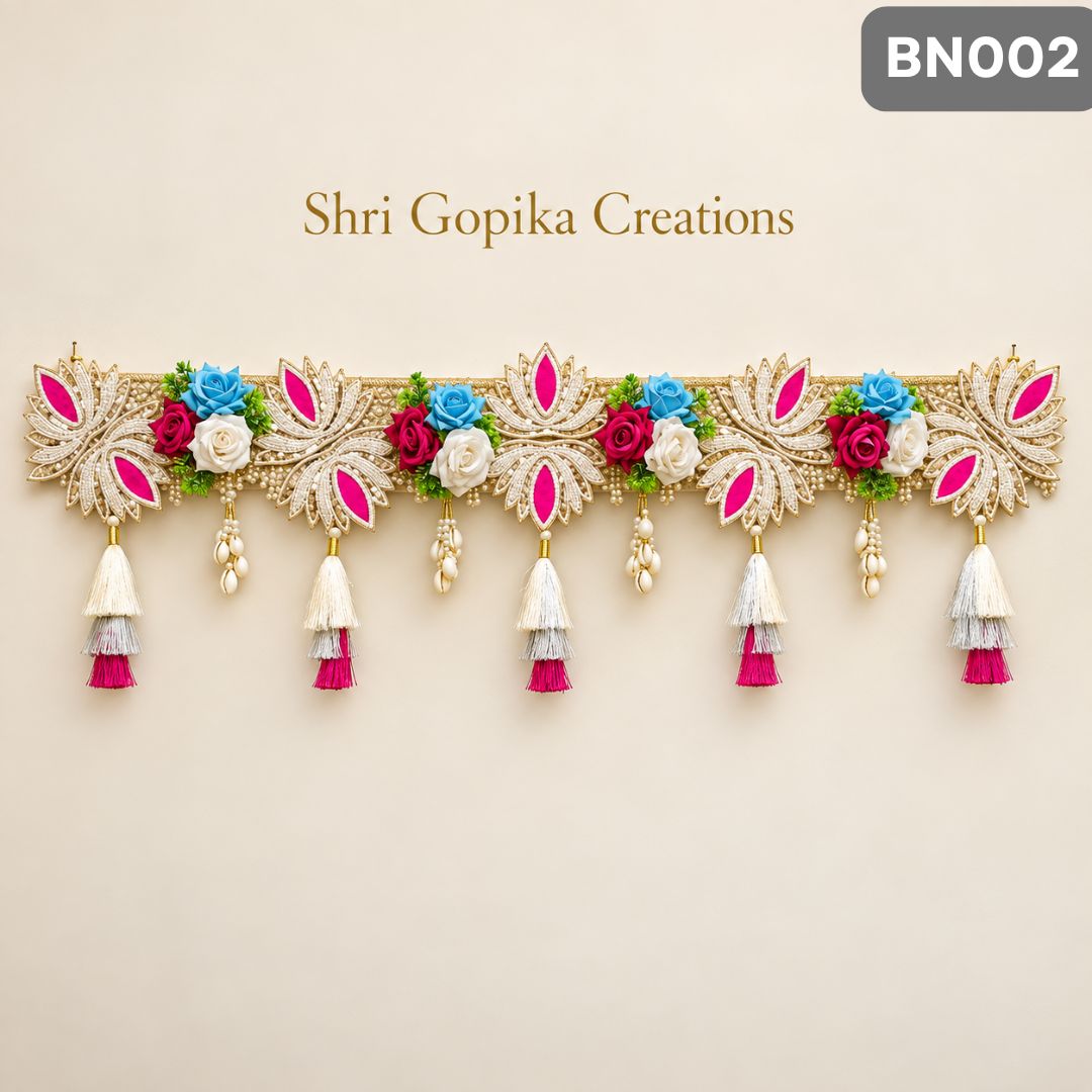 Pink & Blue Floral Designer Toran with Tassels | BN002