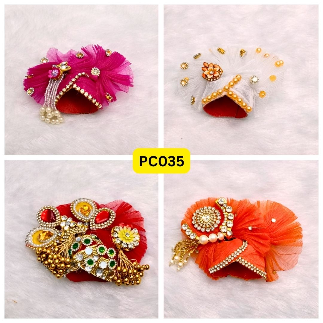Pagdi for Laddu Gopal ji Combo Pack of 4 | Size - 5 Number | PC035