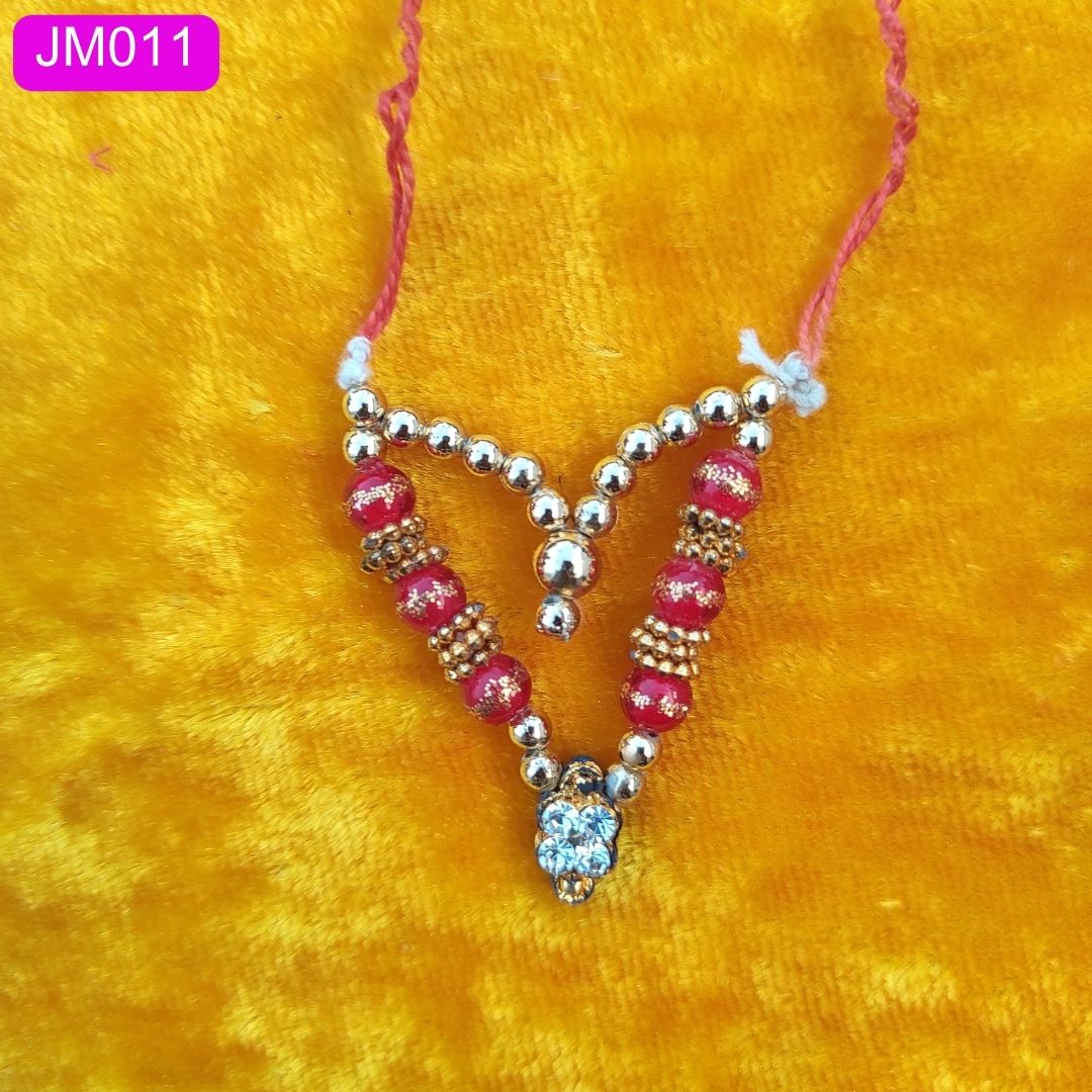 Elegant Red & Gold Laddu Gopal Mala Crystal pendant ( 2 Inch ) || JM011